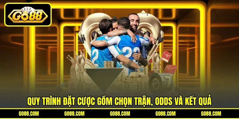 Quy trình đặt cược gồm chọn trận, odds và kết quả